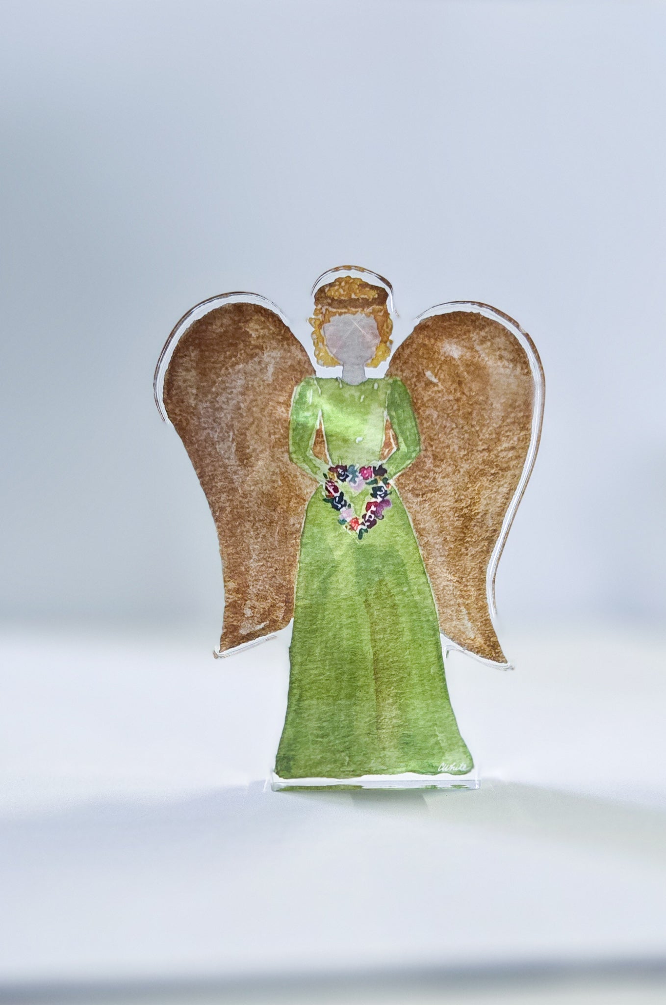 Acrylic Angel Cutout - Caroline in Green