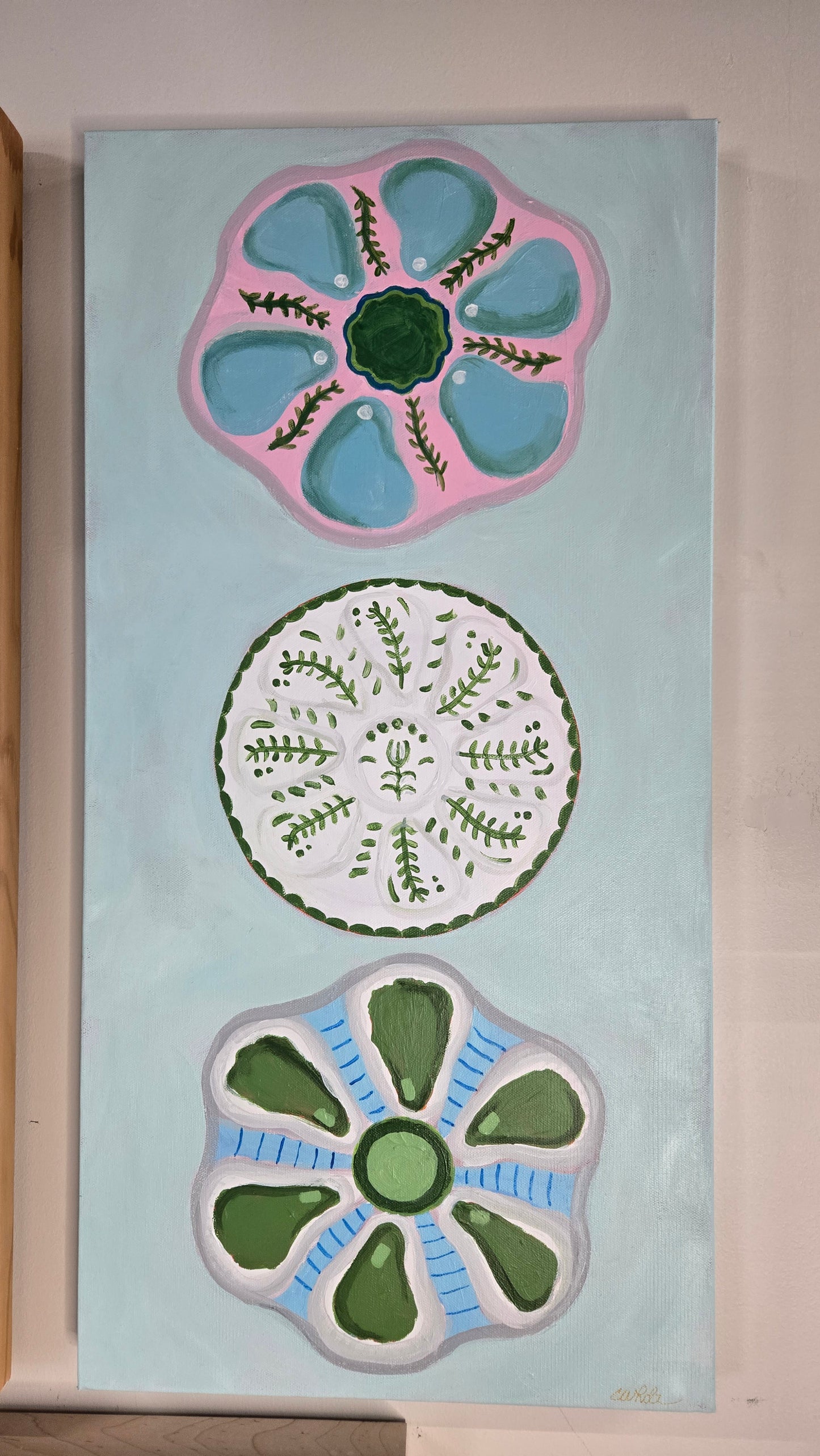 Porcelain Stories - Oyster Plates I Unframed 15x30