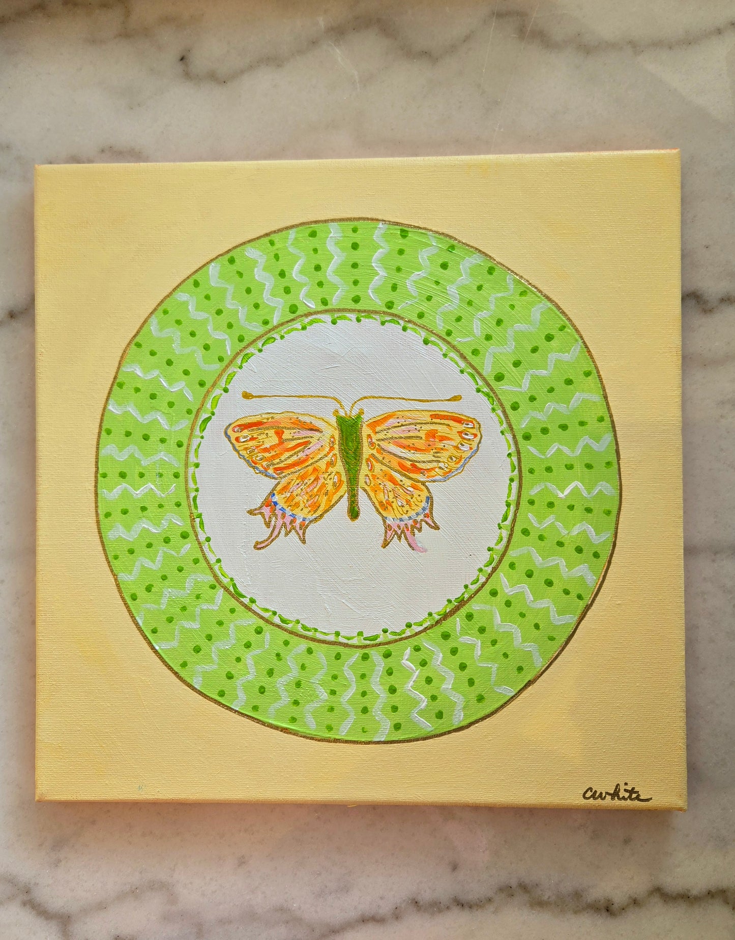 Porcelain Stories - Mottahedeh Lace Butterfly Green 12x12