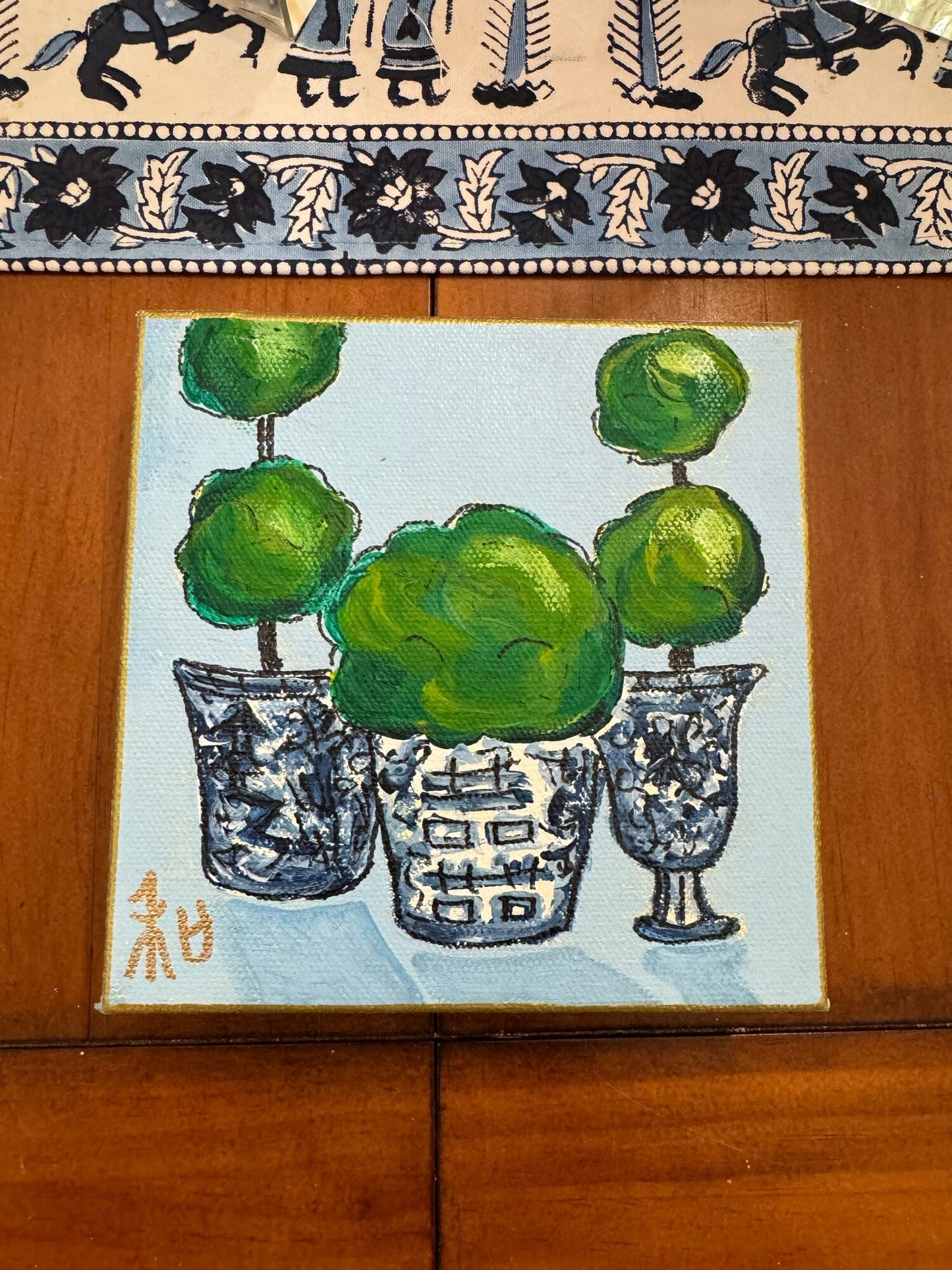 Topiary in Blue & White