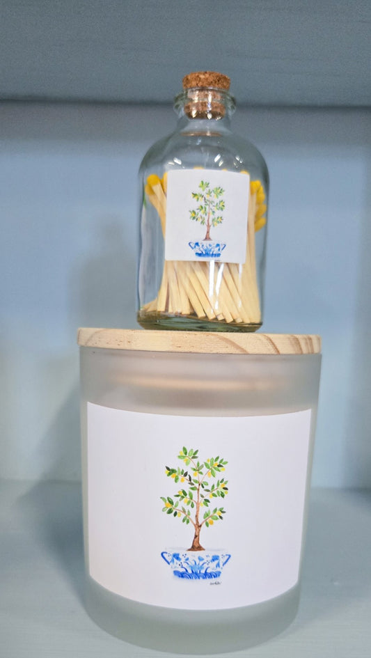 Lemon Verbena Candle and Matches Set