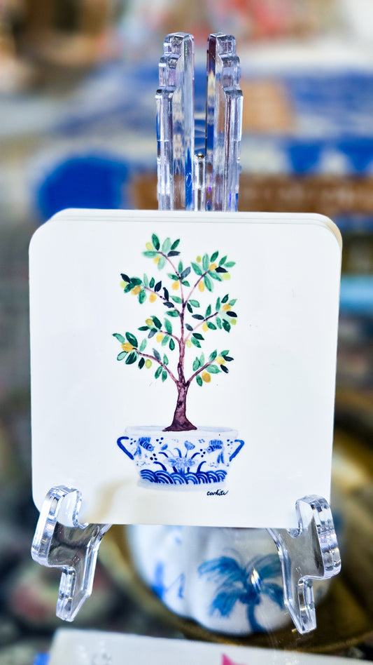 Coaster Set - Lemon Verbena and Blue Chinoiserie