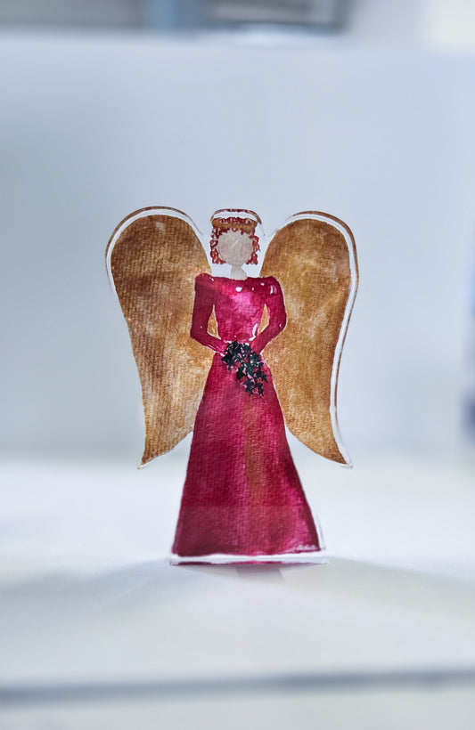 Acrylic Angel Cutout - Evelyn in Red