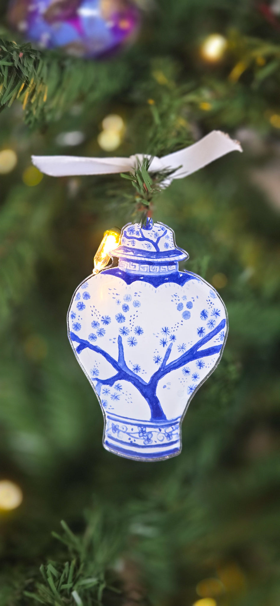 Acrylic Christmas Ornament - Chinoiserie Ginger Jar
