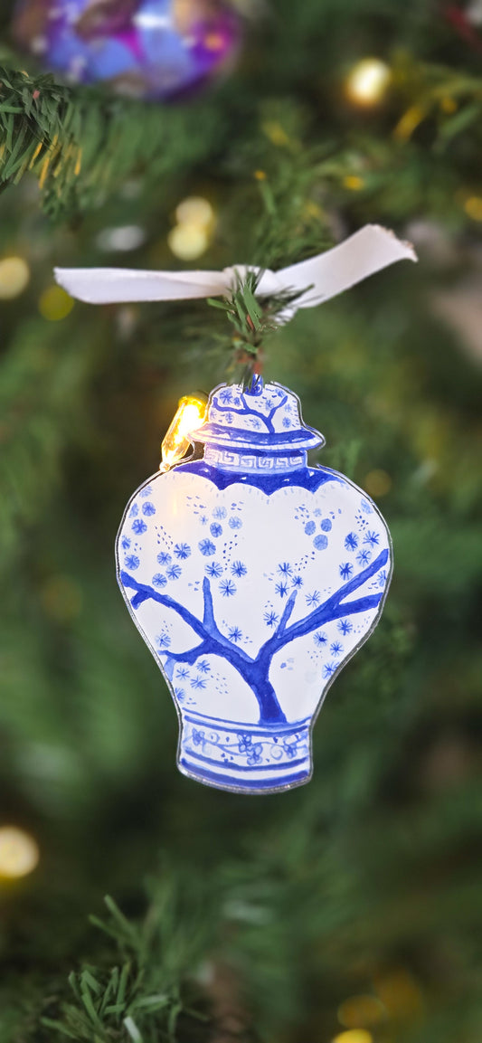 Acrylic Christmas Ornament - Chinoiserie Ginger Jar