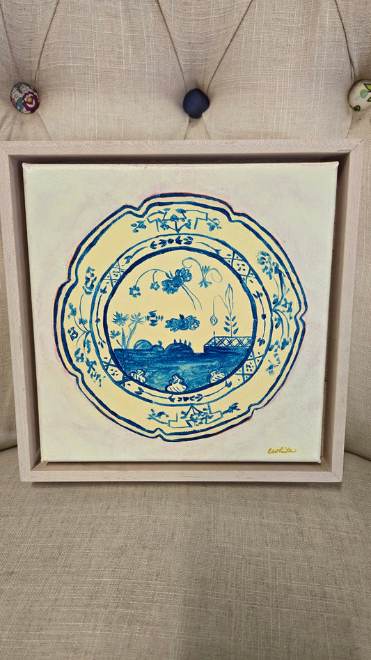 Porcelain Stories-Giorni yellow and blue 8x8