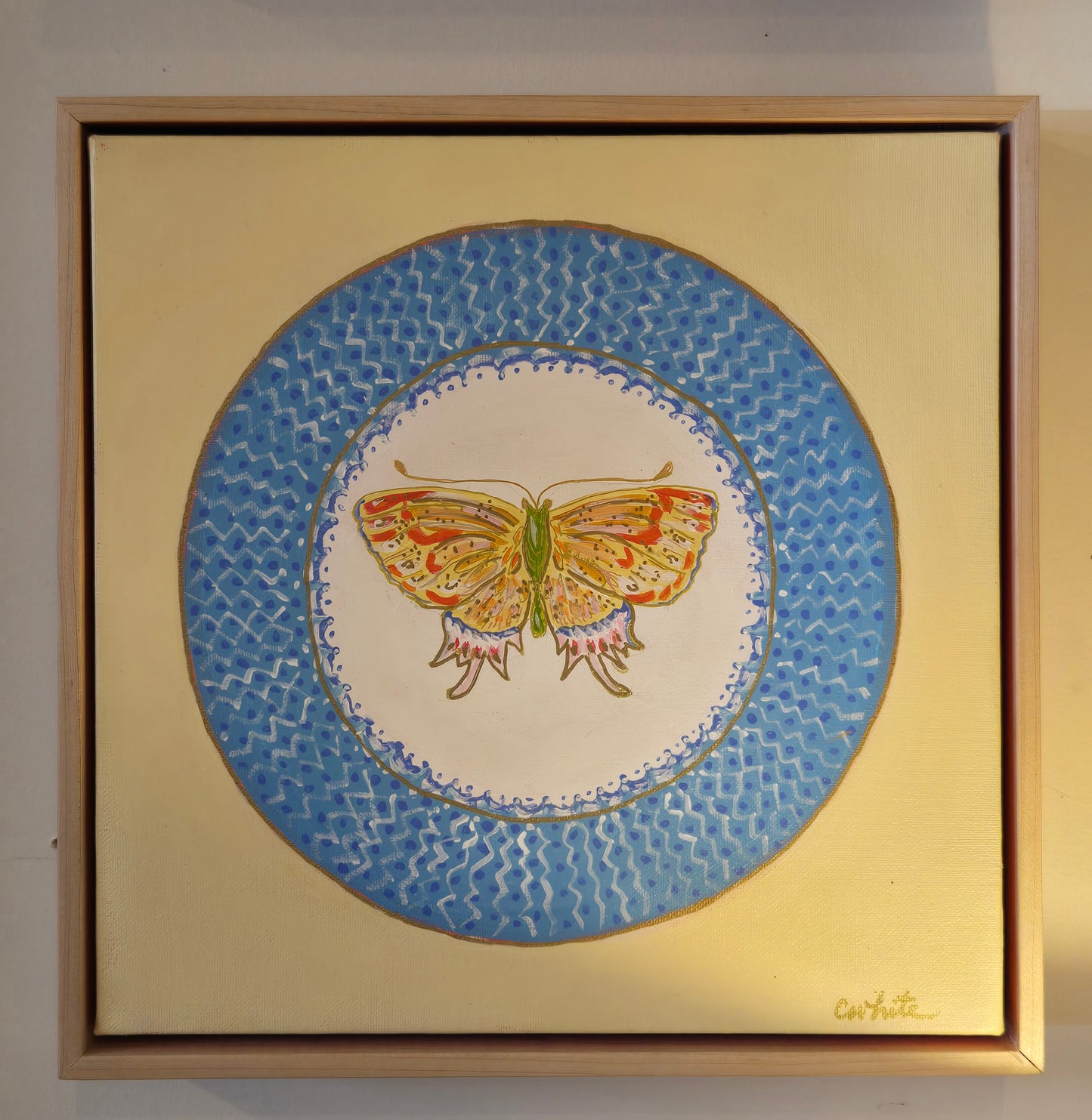 Porcelain Stories Mottahedeh Lace Butterfly Blue 12x12