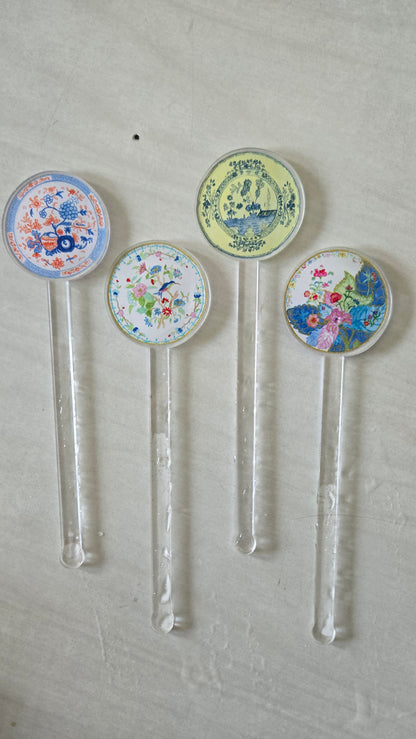 Acrylic Porcelain Stories Drink Stir Sticks